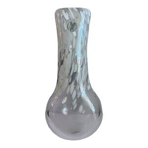 Vintage Gray Art Glass Handblown Wall Pocket Vase 12" Tall Splatter Confetti